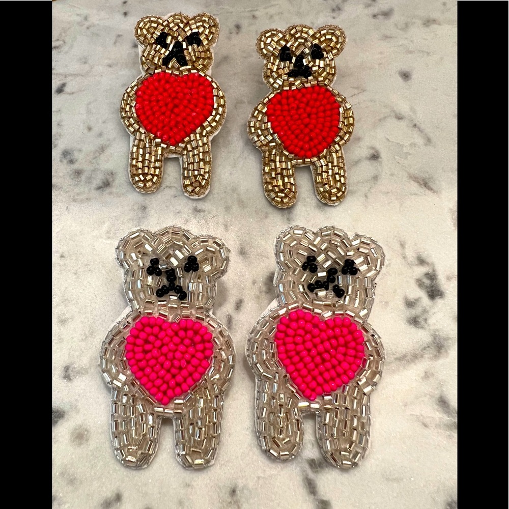 Beaded Teddy Bear Earrings